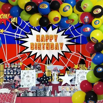100Pack Superhelt Party Balloner Arch Garland Latex Balloner Kit 15pcs Superhelt Stickers til Børn Bday 1 2 3 6 Indretning