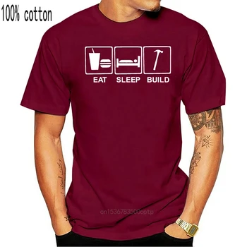 2019 Mode Hot SPISE, SOVE BYGGE T-Shirt Builder Tømrer Entreprenør bygningsarbejder Shirt t-shirt