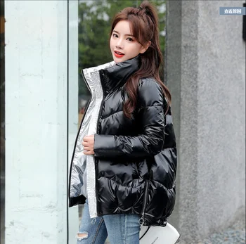 2020 vinter nye kvinder frakke koreansk stil, stand-up krave Kvinder er vinter jakke Skinnende ned bomuld grundlæggende jakke