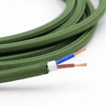 2m 3m 5m 10m 2 Kerne 0.75mm2 Vintage Stof Tekstil Ledning Elektriske Wire Flettet Colth, der er Omfattet Kabel