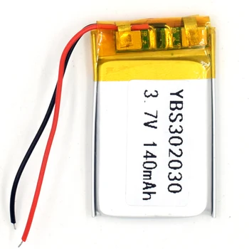 3,7 V 140 mAh 302030 Li-Polymer Genopladeligt Batteri, Li-Po ion for GPS, Bluetooth, MP3-MP4 032030