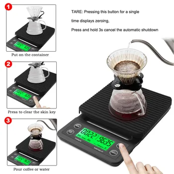 3kg/0,1 g Drypper Kaffe Skala Med Timeren Elektronisk Digital køkkenvægt Høj Præcision LCD-Elektroniske Vægte