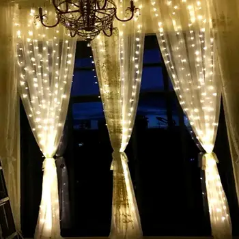3x1/3x2/3x3m LED Icicle String Lys Jul kulørte Lamper Garland Udendørs Hjem Til Bryllup/Party/Forhæng/Have Dekoration
