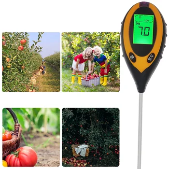 4 i 1 LCD-Elektronisk Digital Display Jord Tester PH Fugt, Temperatur, Batteri, Lys Analyzer Test Meter for haveplante