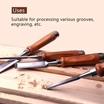 4stk 6mm og 12mm 19mm 25mm Mejsel Fladskærms skærehoved til Chrome Vanadium Stål Træbearbejdning Mejsler Værktøj Hånd Træ Udskærings Kniv Værktøjer