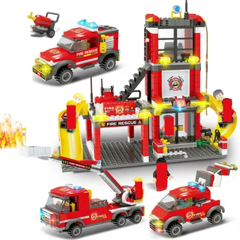788Pcs Fire Command Center Motor Ladder Truck Bil byggesten Sæt Brinquedos Mursten Byen DIY Pædagogisk Legetøj for Børn