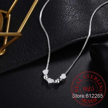 925 Sterling Sølv Kærlighed Hjerte Kugle Halskæde Max Kæder Kvindelige koreanske Små, Friske Geometriske Halskæde til Kvinder/jewga