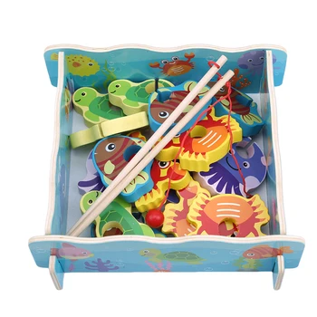 Baby Kid Legetøj af Træ Magnetiske Fiskeri Spil 3D Puslespil Toy Interessant Baby Børn Uddannelsesmæssige Gåder Toy Gave