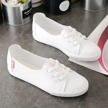 Cresfimix kvinder sød hvid kanvas slip-on sko dame casual høje kvalitet, komfort foråret sko kvindelige sommeren lejligheder a6149