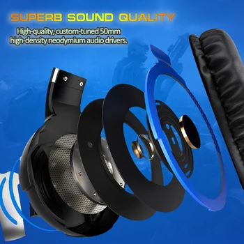 Gaming Headset Hovedtelefoner med Mikrofon Lys Surround Sound Bass Høretelefoner Til PS4 Professionel Gamer Bærbar PC