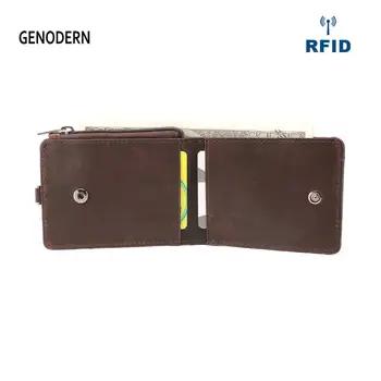 GENODERN RFID-Crazy Læder Mini Tegnebog med Kortholderen Lille Slank Mand Pung Card Wallet Tynde Mænd Tegnebøger