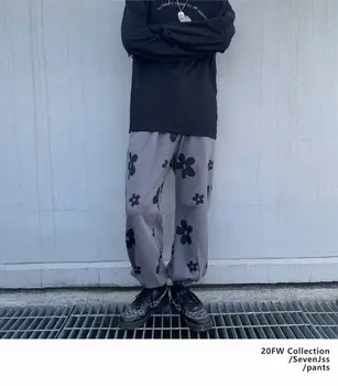 HOUZHOU Hip Hop Sweatpants Kvinder Efteråret 2020 Mode Print Joggere Kvinder Streetwear Bukser Løs Høj Talje Sød Sweat Pants