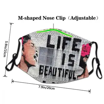 Ikke-Disponible Mænd Kvinder Livet Er Smukt Banksy-Graffiti Munden Ansigt Maske Anti Støv Beskyttelse Cover Respirator Dæmpe