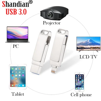 IOS OTG USB-Flash-Drev, den første 2-i-1-Pendrive til Iphone lightning/IOS/PC 256GB 128GB 32GB, 64GB pen drive 16GB usb 3.0
