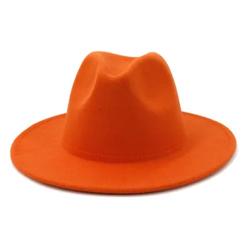 Klassisk Britisk Fedora Hat Mænd Mænd Orange Uldne Vinteren Følte Hatte Mode Jazz Hat Engros NYE 2020