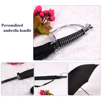 Kreative Lange Håndtag Paraply Regn Mænd Japanske Ninja Samurai Sværd Kårde Paraply Solrig og Regnfuld Paraply Vindtæt Parasol