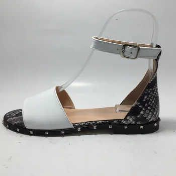 Kvinder Luksus Design Sandaler White Snake Printet Foråret og Sommeren Mode Letvægts Komfortable Design Ægte Læder Flad