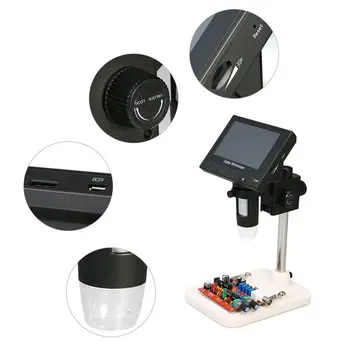 LED Lyser 1000X USB-Industrielle Mikroskop 720P 4,3 tommer Skærm, 5MP Digital Forstørrelse med Holder til Elektronik Reparation