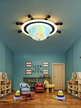Moderne Led-børneværelse Lampe Kreative Verden, Skibets Ror Loft Lampe, Fjernbetjening Dæmpning Dreng og Pige Soveværelse Lysekrone