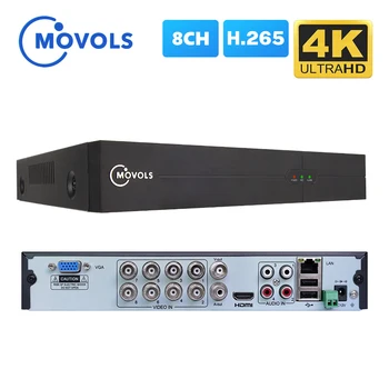 MOVOLS 4K-8CH Hybrid DVR H. 265 8MP 5MP 5 I 1 AHD CVI TVI CVBS For CCTV-Kit HDMI VGA Onvif P2P-Video Overvågning DVR Optager