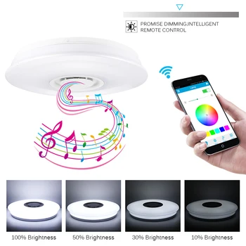Musik, Led loftslampe 36W RGBW Flush Mount Runde Musik med Bluetooth Højttaler Fjernbetjening Dæmpbar Farve skift af pærer