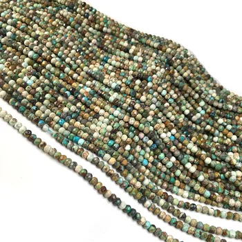 Naturlige Afrikanske Turkiser Beaded Lille Facetteret Løse Perler til smykkefremstilling Halskæde DIY Armbånd 3x4mm
