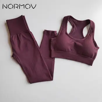 NORMOV Problemfri Yoga Sæt Sportstøj Sports Bh+Leggings Trænings Bukser Fitnesscenter Kører Passer til Motion Tøj Athletic