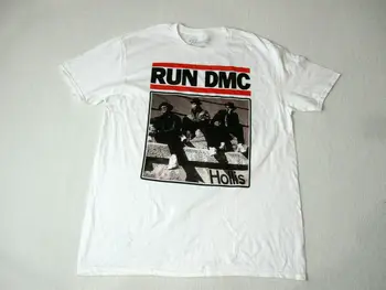 NY Run DMC Hollis Koncert T-Shirt, Voksen, Stor Hvid Hip Hop Rap Music Tour Herre Herre T-Shirts, Korte Ærmer Tendens Tøj