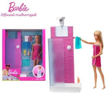 Nye Originale Barbie-Dukker, Badeværelse Hair Salon Møbler og Tilbehør, der Spiller for Børns Uddannelsesmæssige Legetøj Gave DVX51