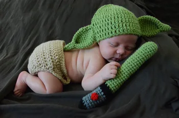 Nye Star Wars Baby Yoda Børn Tøj Sæt Hæklet Yoda Kostume til Nyfødte Baby Yoda Fotografering Rekvisitter Tegnefilm Tøj til Baby