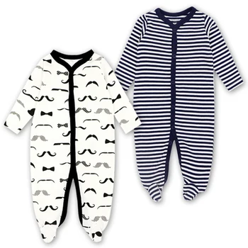 Nyfødte Baby Tøj Babyer Pige Footed Pyjamas Roupa Bebe 2 Pack Langærmet 3 6 9 12 Måneder Spædbarn Dreng Jumpsuits