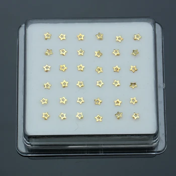 Nyt design 925 Sterling Sølv Stjerne næsepiercing guld piercing næse pin-piercing smykker