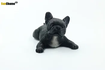 Simulering af fransk Bulldog Model Crouching Dog at Spille med Harpiks Dog Model Interiør Figurer Figurer boligindretning Håndværk