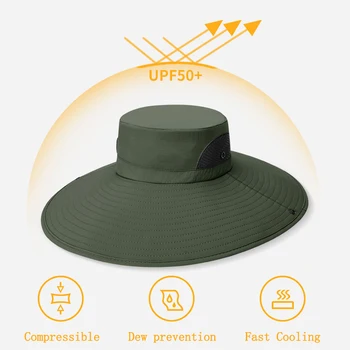 Sommeren Bucket Hat, Cowboy Mænd Udendørs Vandreture Sun Protector Hat Åndbar Anti UV-Cap Large Wide Brim Folde Fiskeri Panama Hatte