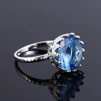 Top Kvalitet Oprettet Blå Safir Ringe Til Kvinder 925 Sterling Sølv Smykker Ring Bryllup Engagement Party Gave Størrelse 6 7 8 9 10