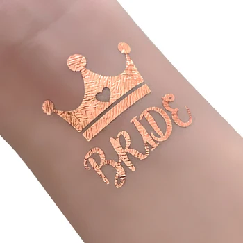 12pcs Rose Gold Brudepige, Brud Stamme Tatoveringer Mærkat Team Bruden At Være Midlertidige Tattoo Klistermærker til Bryllup Dekoration