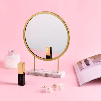 1Pc Mode Nordiske Marmor Makeup Spejl Simple Mini Desktop-Rundt Spejl Home Decor
