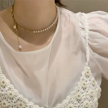 2020 Ny Perle Vedhæng Halskæde Til Kvinder Personlighed Portræt Mønt Metal Kæde Halskæde Koreansk Stil, Mode Smykker Krave
