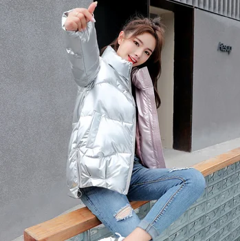 2020 vinter nye kvinder frakke koreansk stil, stand-up krave Kvinder er vinter jakke Skinnende ned bomuld grundlæggende jakke