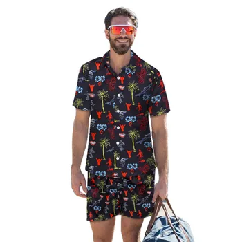 2021 Sommer Strand Mænd Hawaii Stil, Casual Print på Kort ærmet Skjorte, Shorts, der Passer For Mænd chandal hombre herre tøj, stykke 2