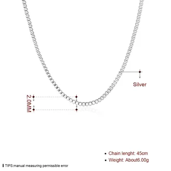 2mm Box Chain Kæde,Europa 925 Sterling Sølv Grundlæggende Kæder Halskæde Klassiske Smykker Passer til Vedhæng til Gave For Mænd & Kvinder