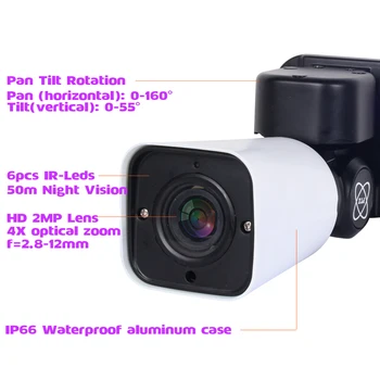 4X Zoom, Full HD 2MP SONY323 Pan Tilt Rotere 1080P AHD Bullet PTZ-Kamera Vandtæt IR 50M AHD CVI TVI CVBS 4in1 Coaxial kontrol
