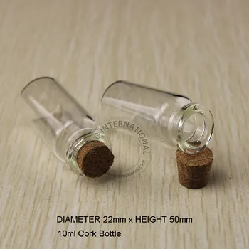 50stk/masse 10ml Mini Glas Flaske Hætteglas Krukker Beholdere, Små, der Ønsker Flaske Glas Håndværk Med Kork Prop til Bryllup Dekoration
