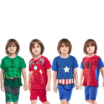Børn Drenge Pyjamas Sæt Baby Buksetrold Superhelt Nattøj Dinosaur Pyjamas Barn Nattøj Børn Sommer Bomuld Pijamas