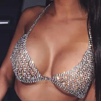 Crystal Mesh Kæde Body Sexet Bh og Undertøj Smykker til Kvinder Mode Valentine Bikini Krop Smykker Kæde Undertøj