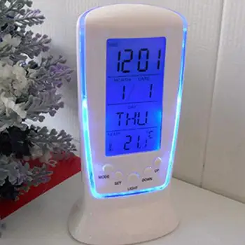 Digital Kalender Temperatur Ur Digital LED Alarm Ur med Blå baggrundsbelysning Elektronisk Kalender, Termometer Led Gave