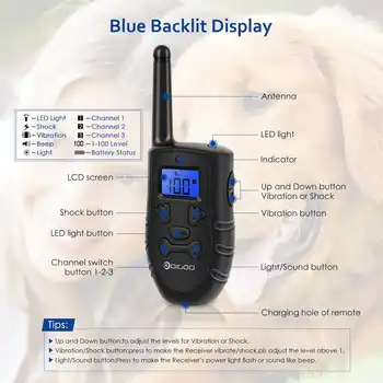 Digoo DG-PPT1 Genopladelige Elektroniske hundehalsbånd til din Hund Træninger Bip/Vibrationer/Static Stimulation Stop Gøende 330 Yds ALLE Størrelse