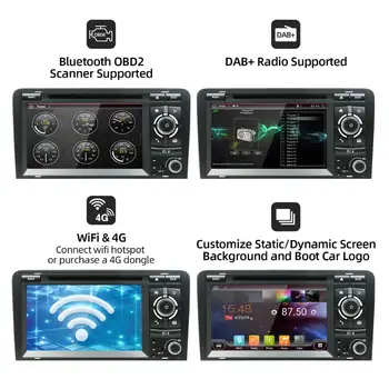 DSP PX6 4/8 Core 2din Android 10 Bil DVD-GPS For Audi A3 2006-2011 med DVD-Afspiller Radio Multimedie-Navigation af Skærm BT 7803A