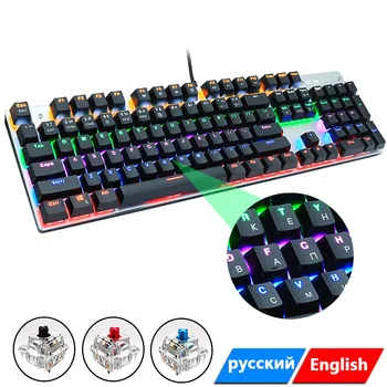 Farve Baggrundsbelysning tastatur Metal Mekanisk Tastatur 104-tasterne Gaming-Tastaturer til Tabletten Desktop russiske mærkat