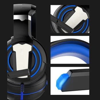 Gaming Headset Hovedtelefoner med Mikrofon Lys Surround Sound Bass Høretelefoner Til PS4 Professionel Gamer Bærbar PC